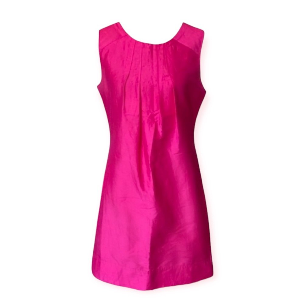 Vineyard Vines 100% Silk Shiney Hot Pink Shift Dress size women’s extra small XS